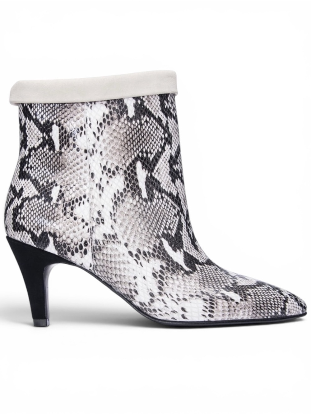 42 GOLD OJAI SNAKESKIN PRINT LEATHER SUEDE STILETTO SLIP ON POINTED TOE BOOTS